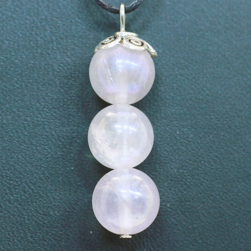 421104 - Подвеска три шарика 10 мм из кварца розового